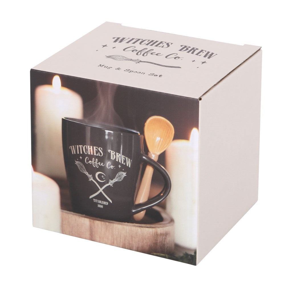 Taza Witches Brew Coffee Co. con Cuchara Escoba