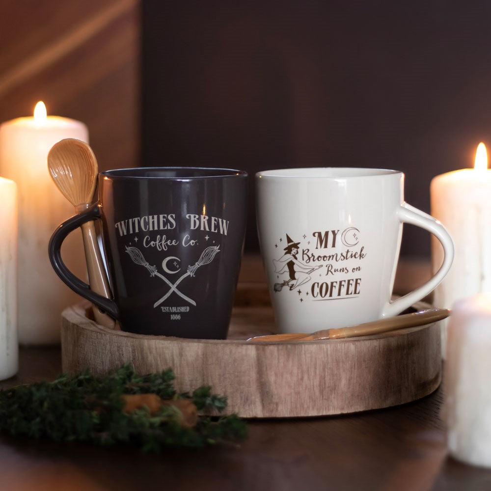 Taza Witches Brew Coffee Co. con Cuchara Escoba