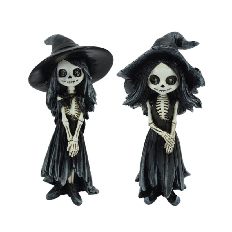 Figura Chica Esqueleto con Sombrero de Bruja