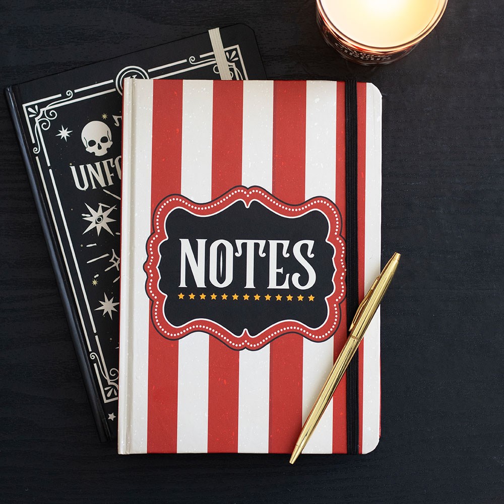 Cuaderno A5 Rayas Rojas de Circo – Mystic Circus