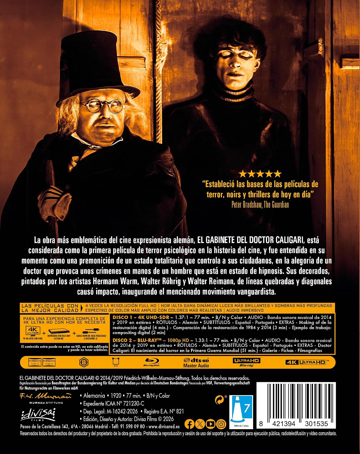 El Gabinete del Doctor Caligari (1920) – 4K UHD + Blu-ray