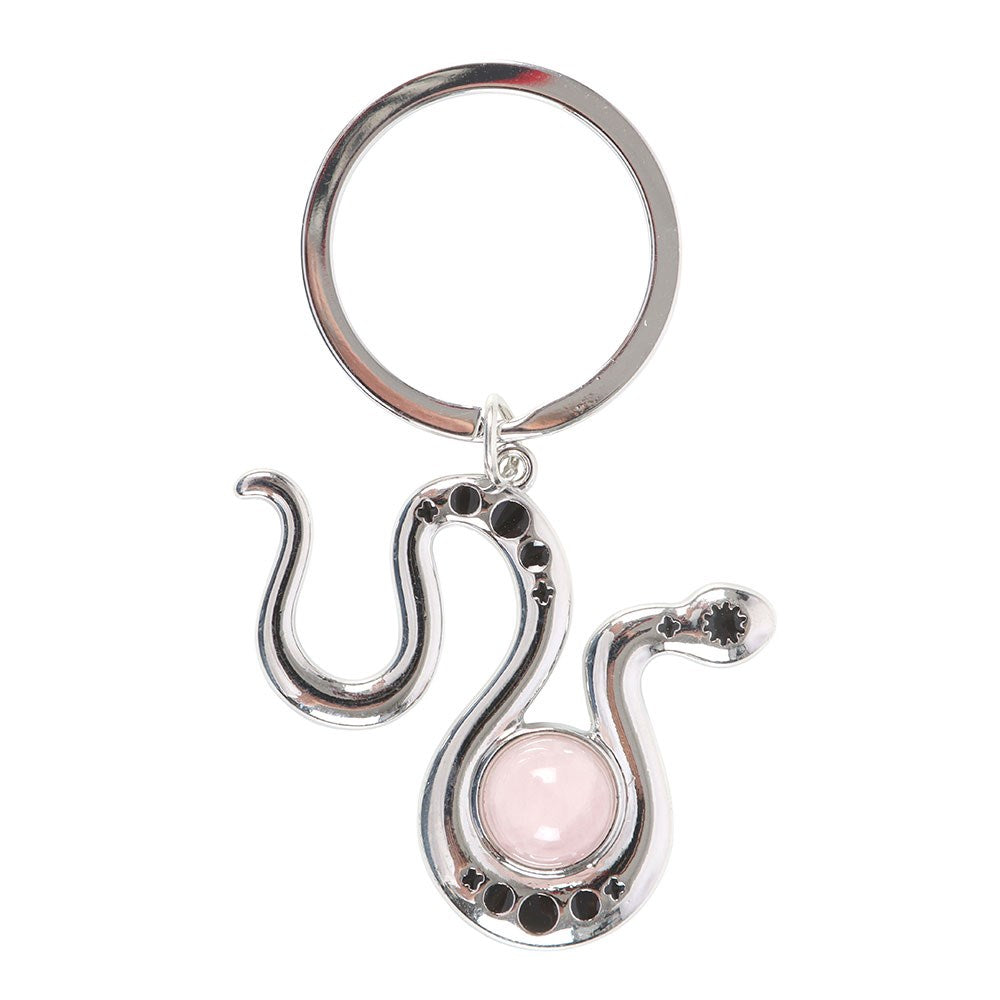 Llavero Serpiente con Cuarzo Rosa