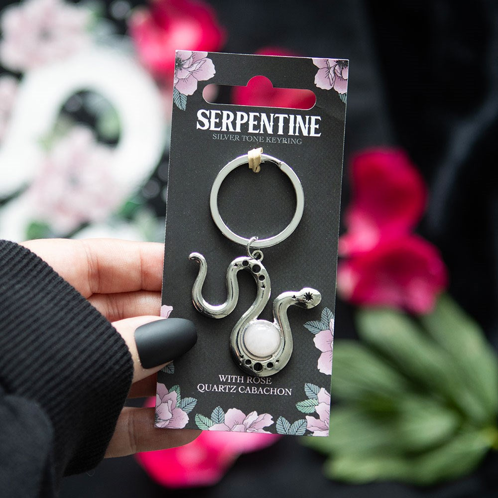 Llavero Serpiente con Cuarzo Rosa