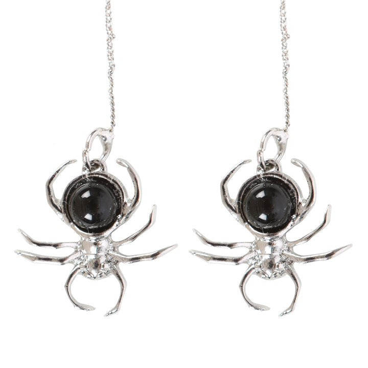 Pendientes Araña con Obsidiana Negra