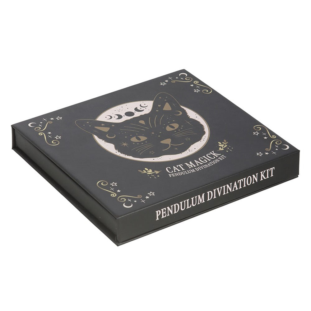 Kit de Adivinación con Péndulo de Obsidiana y Gato Negro