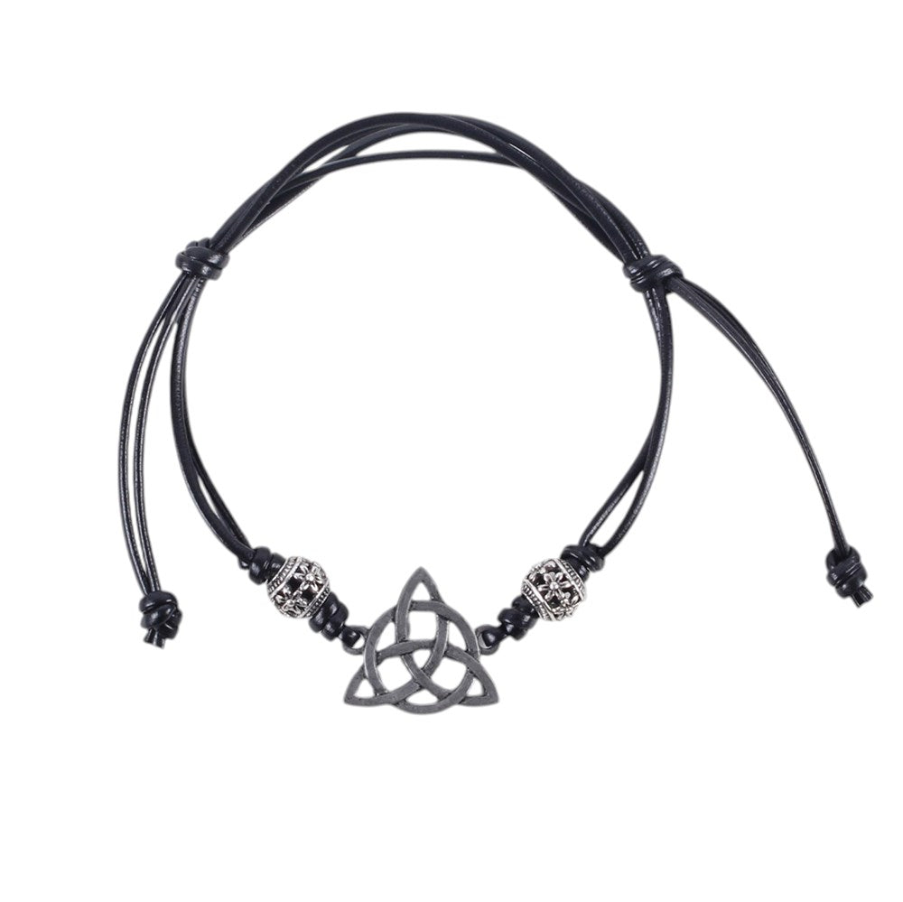 Pulsera de Cordón Negro con Nudo Celta Triquetra