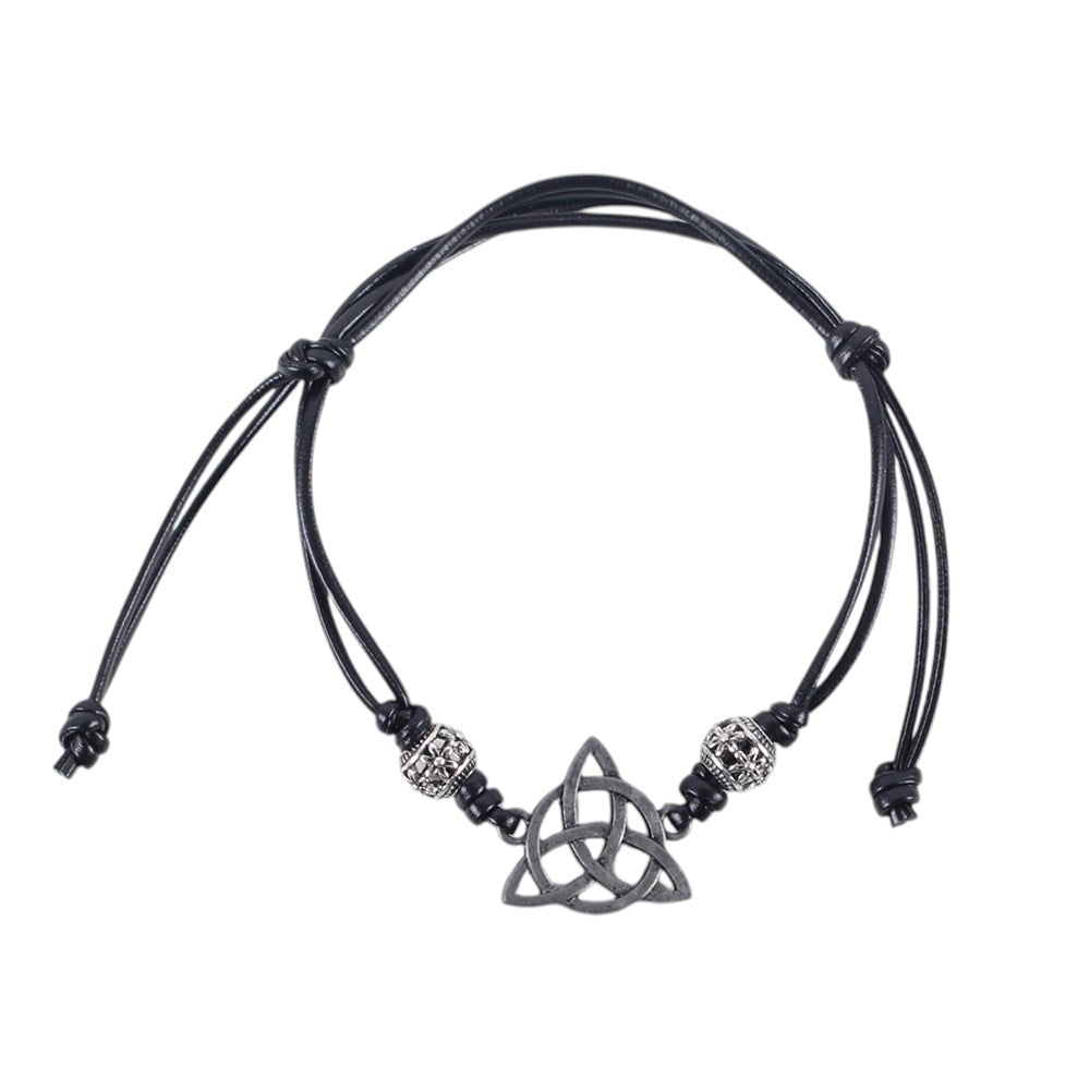 Pulsera de Cordón Negro con Nudo Celta Triquetra