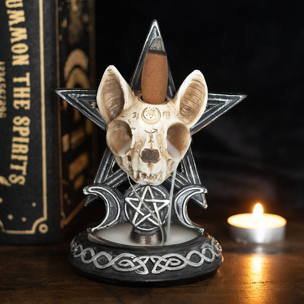 Quemador de Incienso Backflow Gato Esqueleto Ouija