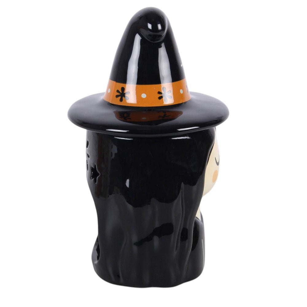 Quemador de Aceite Bruja con Sombrero y Flores