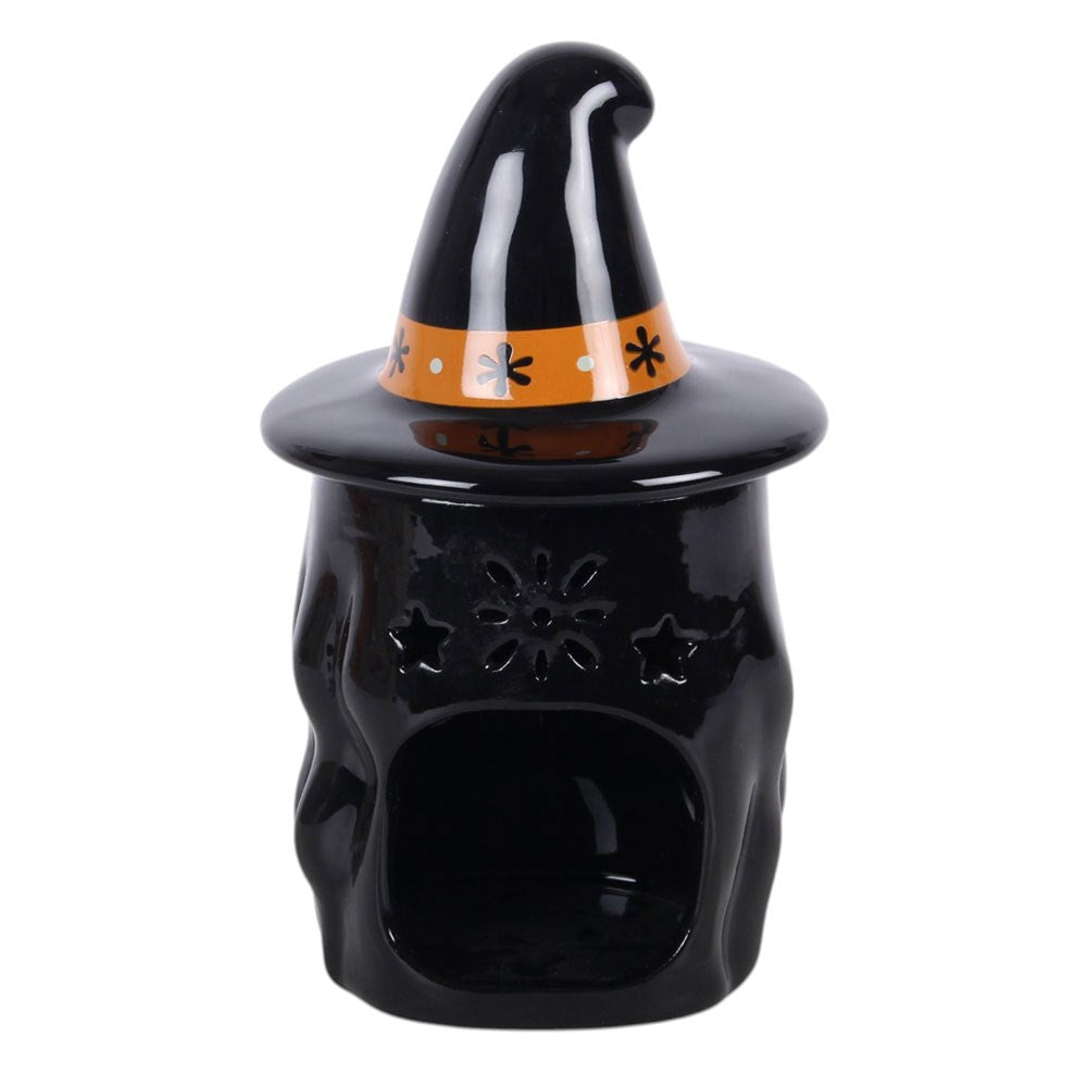 Quemador de Aceite Bruja con Sombrero y Flores