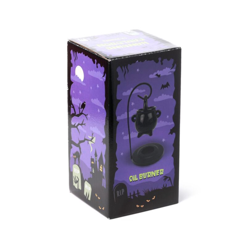 Quemador de Aceite Caldero Negro Colgante con Soporte