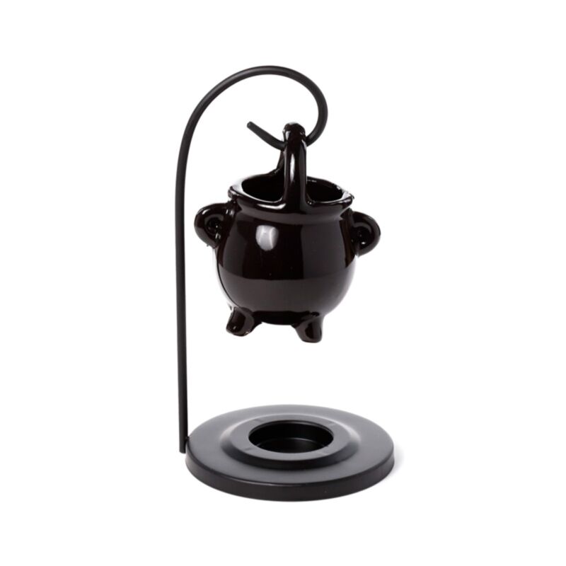 Quemador de Aceite Caldero Negro Colgante con Soporte