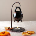 Quemador de Aceite Caldero Negro Colgante con Soporte