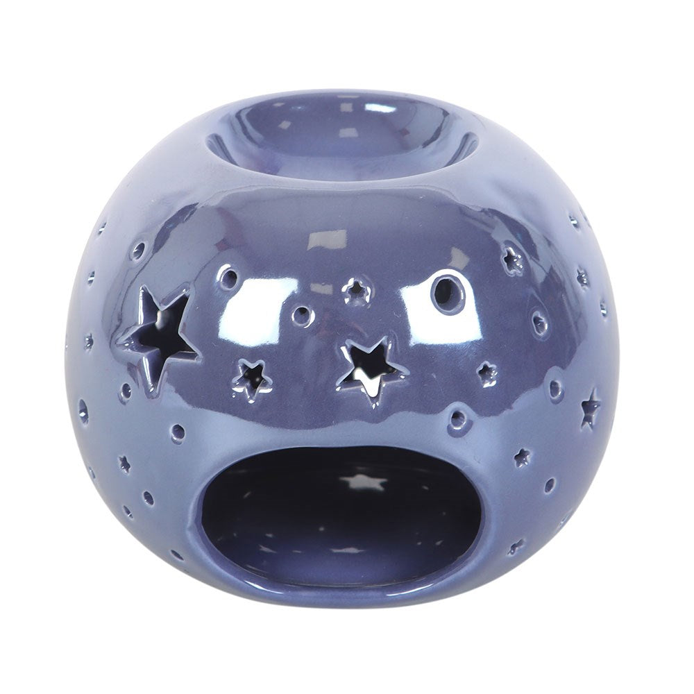 Quemador de Aceite y Cera Morado Iridiscente con Estrellas