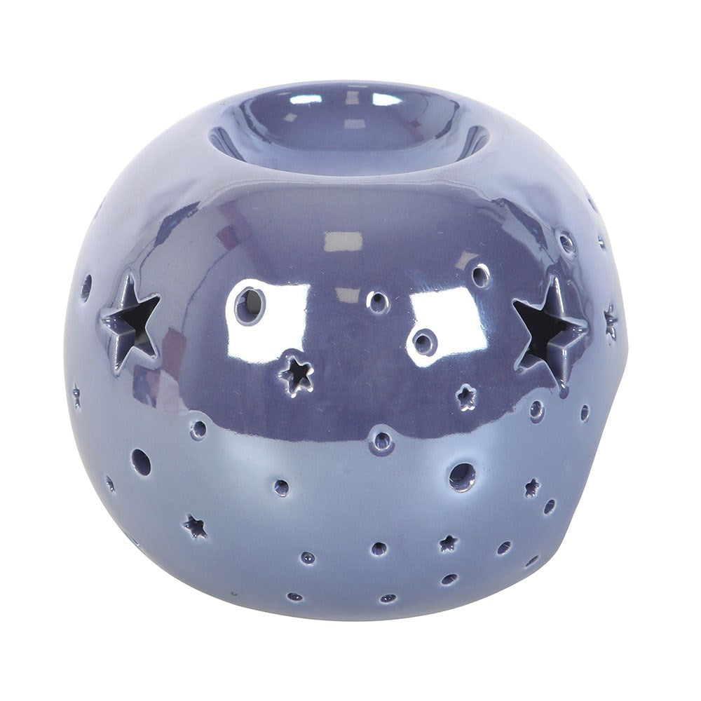 Quemador de Aceite y Cera Morado Iridiscente con Estrellas
