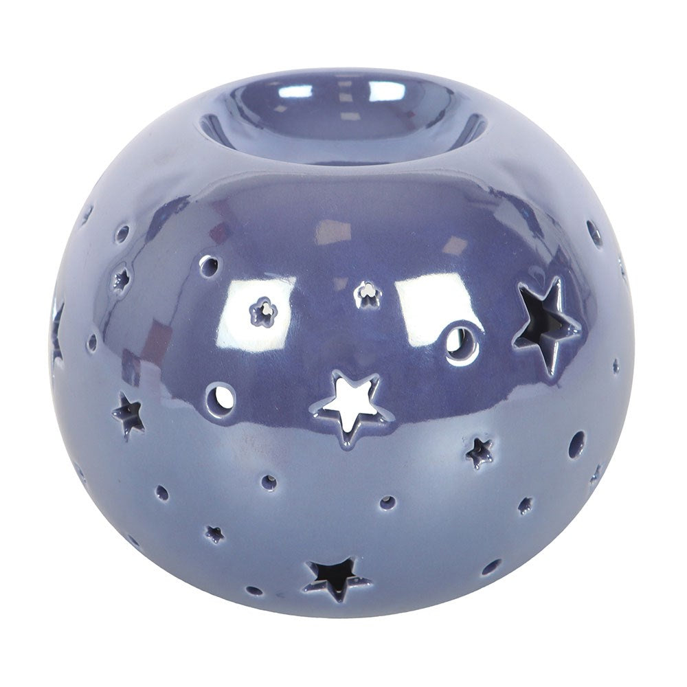 Quemador de Aceite y Cera Morado Iridiscente con Estrellas