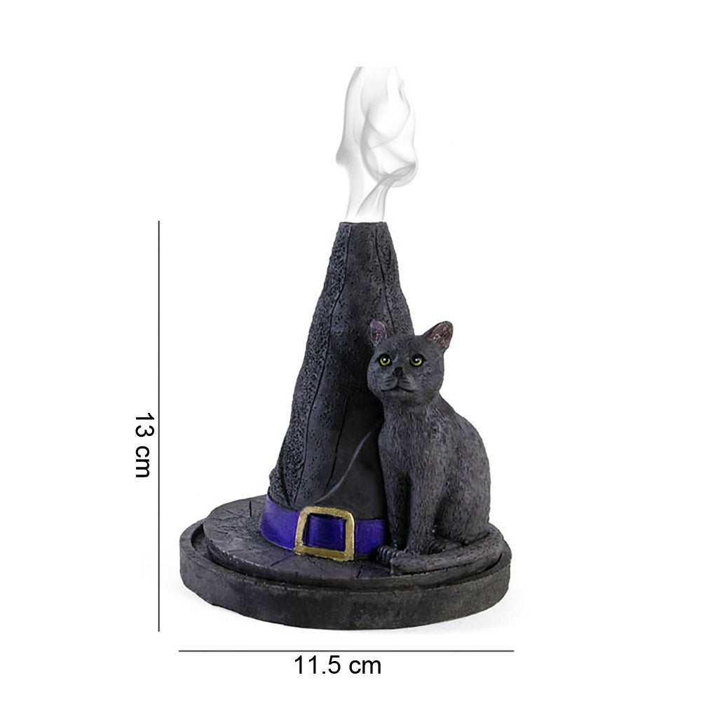 Quemador de Incienso Sombrero de Bruja con Gato