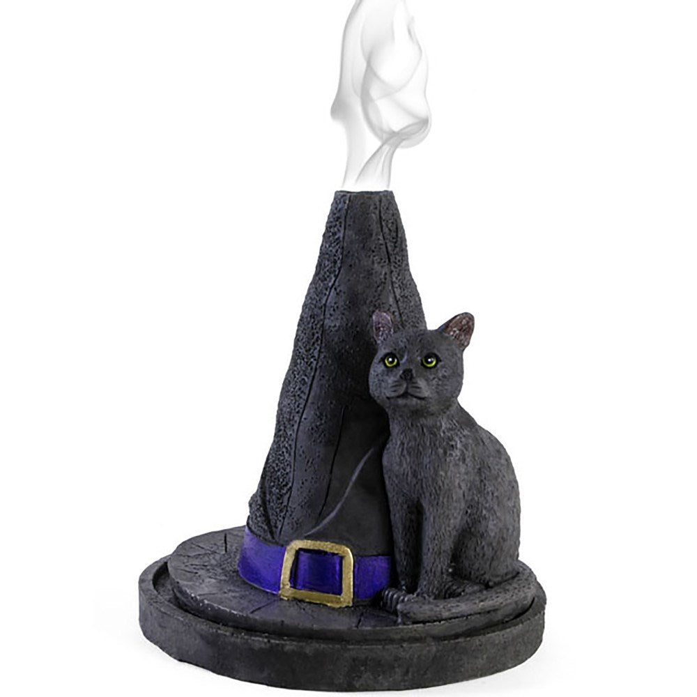 Quemador de Incienso Sombrero de Bruja con Gato