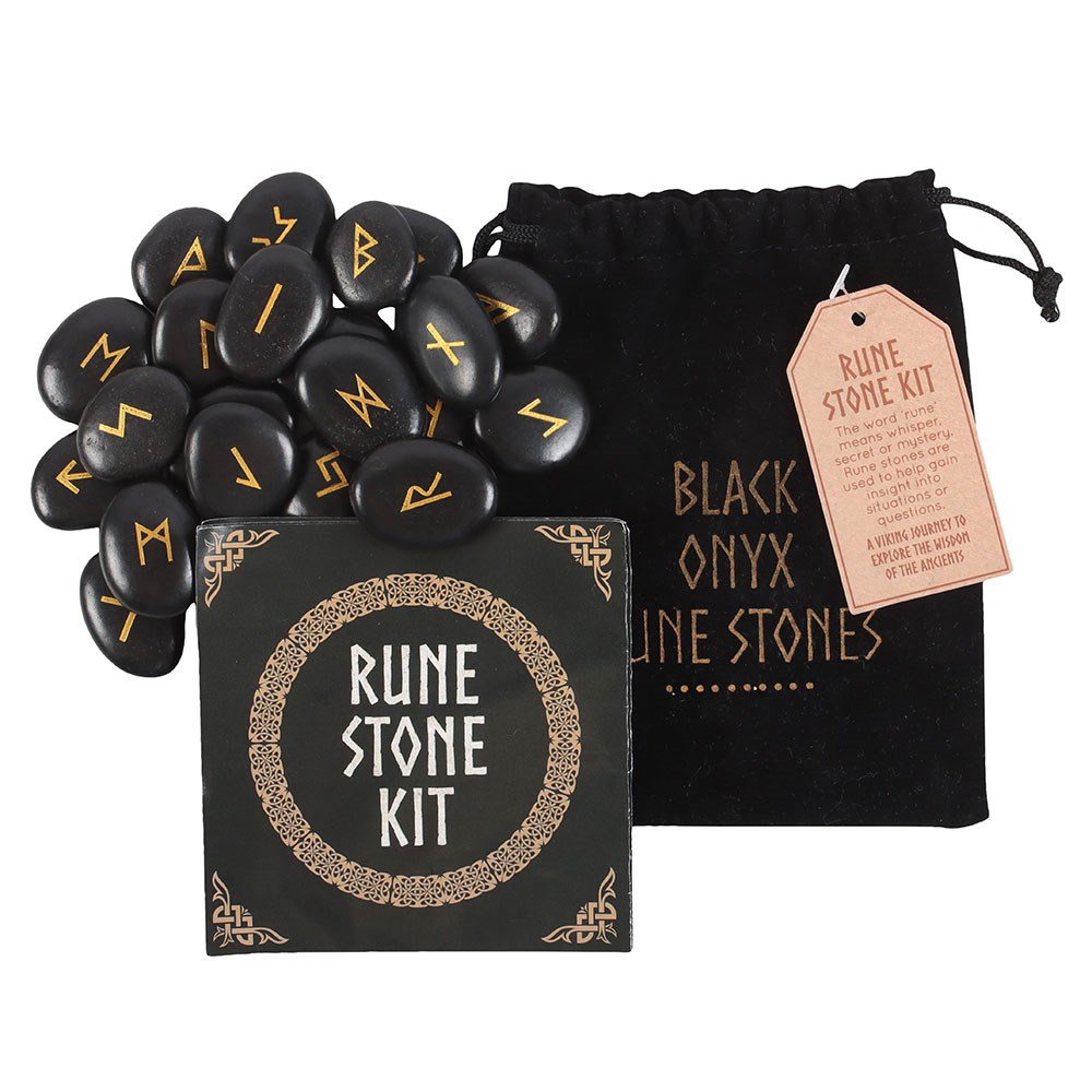 Set de 25 Runas Vikingas de Ónix Negro