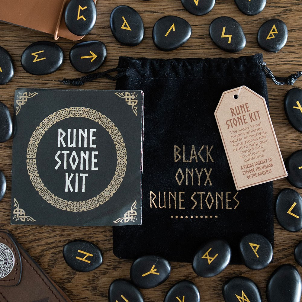 Set de 25 Runas Vikingas de Ónix Negro