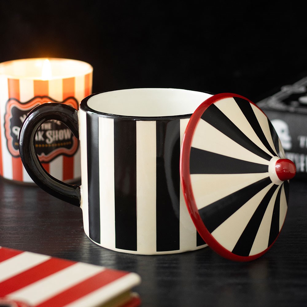 Taza Carpa de Circo Negra con Tapa