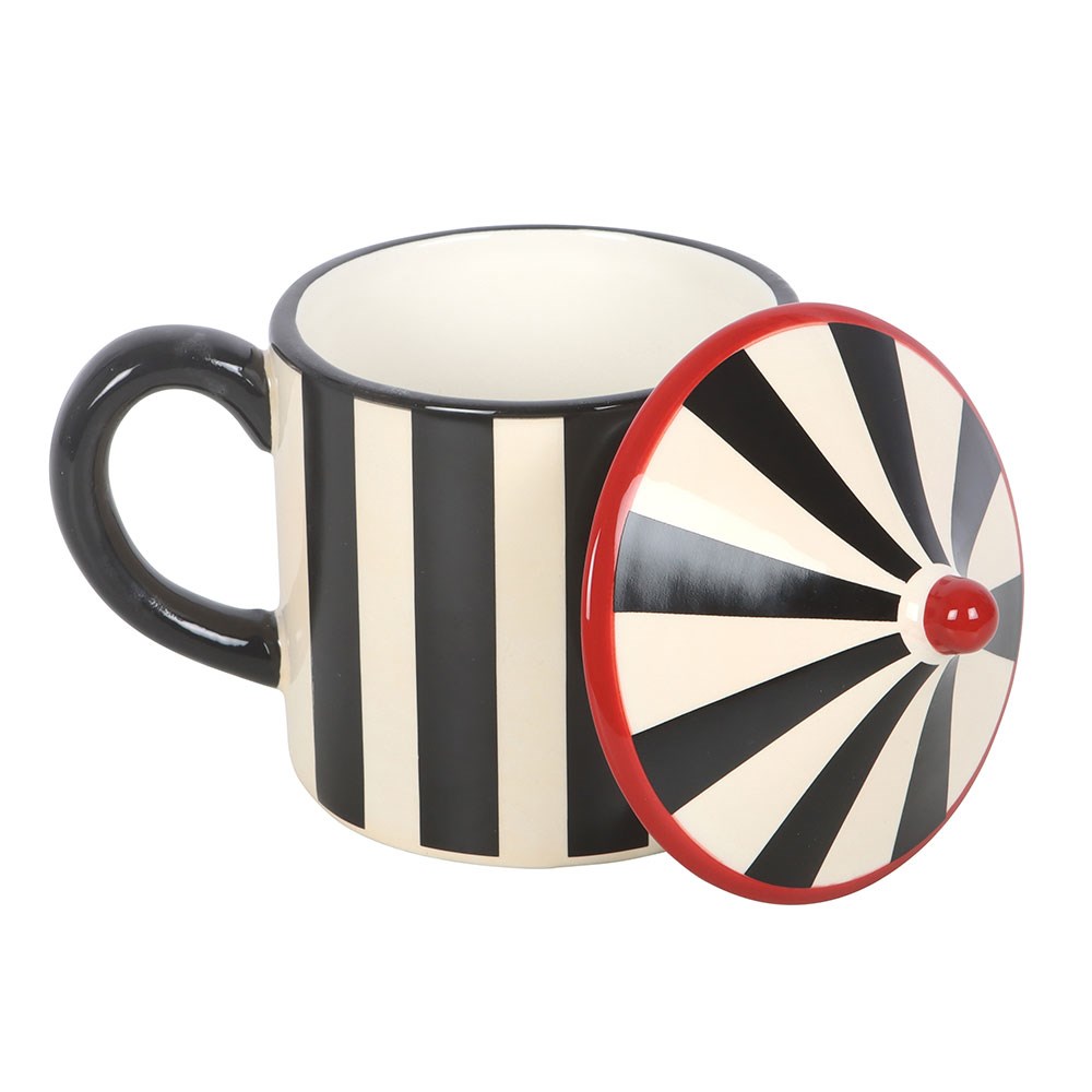 Taza Carpa de Circo Negra con Tapa