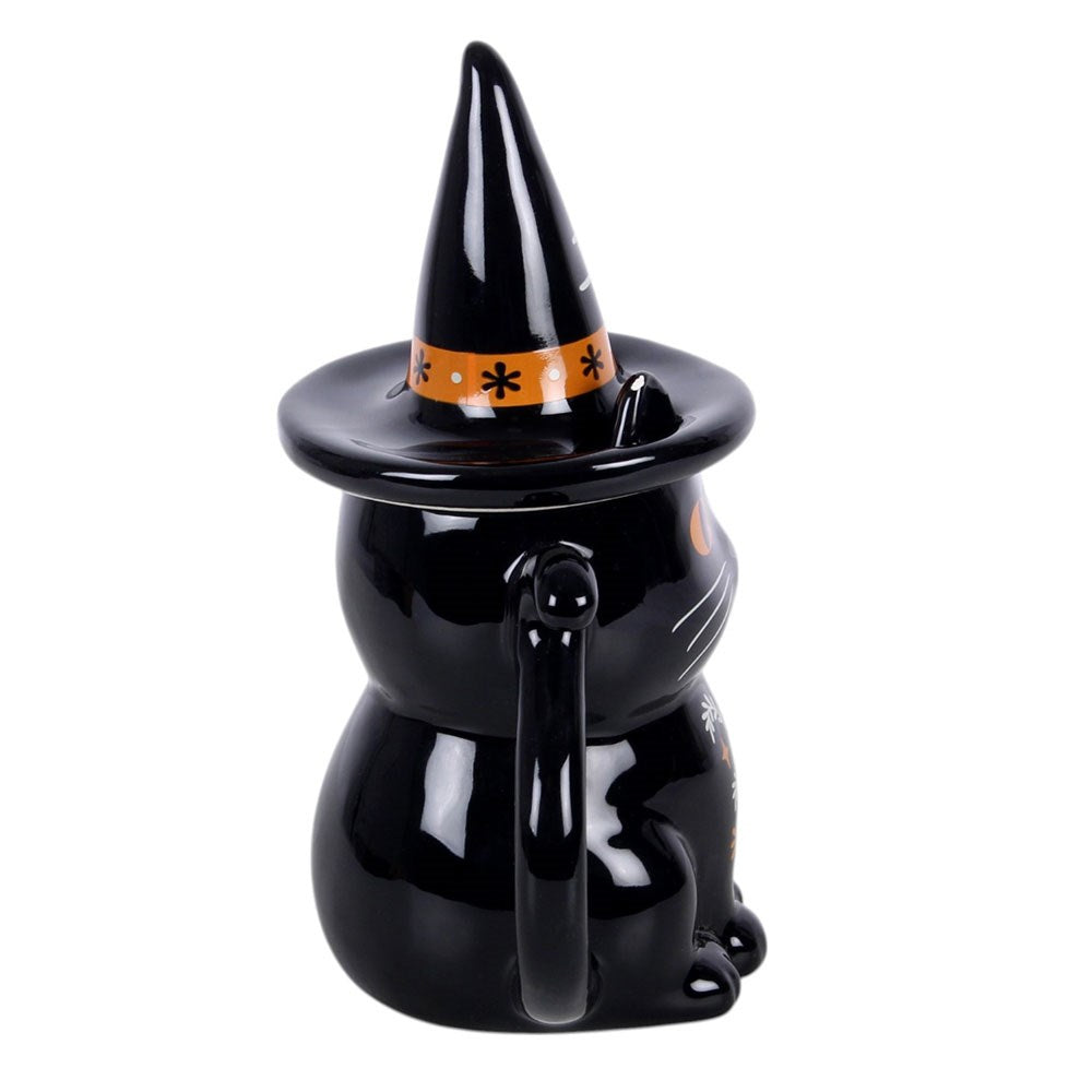 Taza Gato Negro con Tapa Sombrero de Bruja