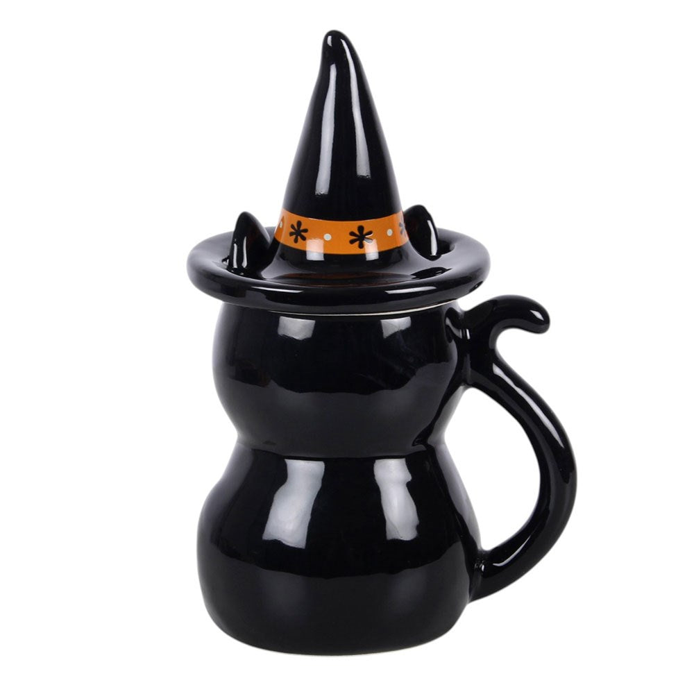 Taza Gato Negro con Tapa Sombrero de Bruja