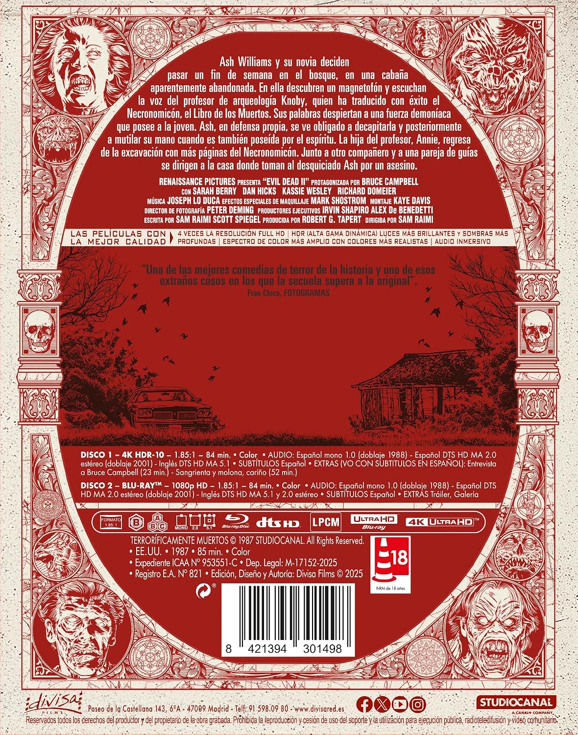 Terroríficamente Muertos (Evil Dead II, 1987) – 4K UHD + Blu-ray