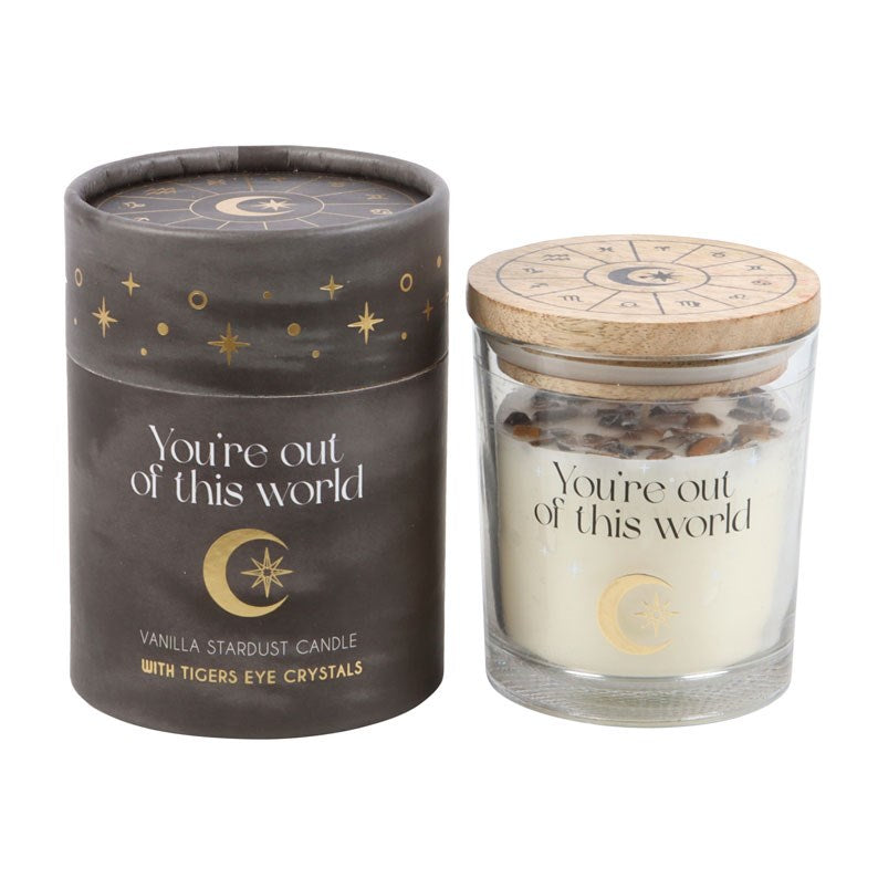 Vela Aromática Vainilla Stardust con Ojo de Tigre