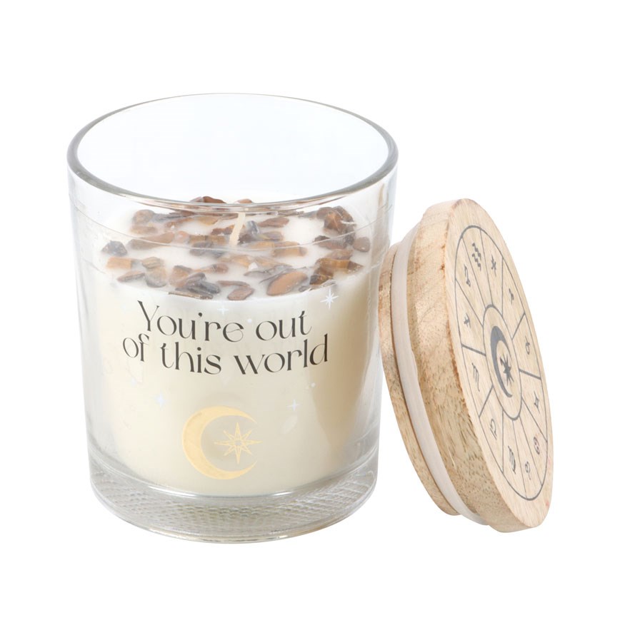 Vela Aromática Vainilla Stardust con Ojo de Tigre