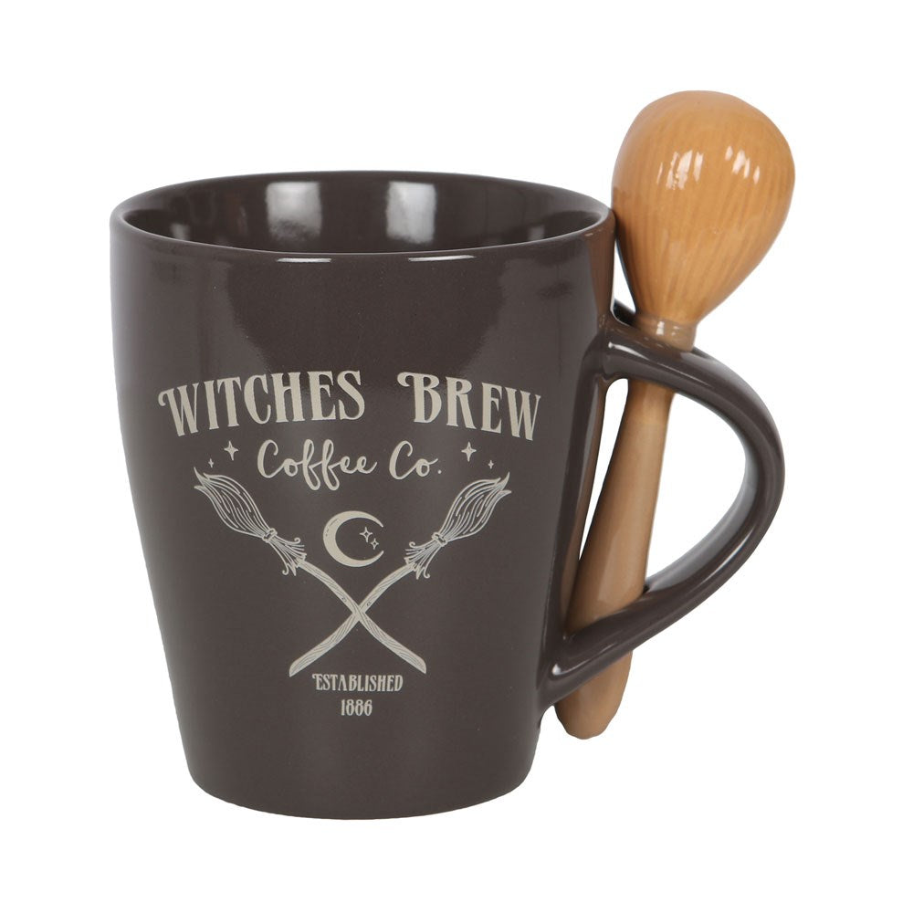 Taza Witches Brew Coffee Co. con Cuchara Escoba